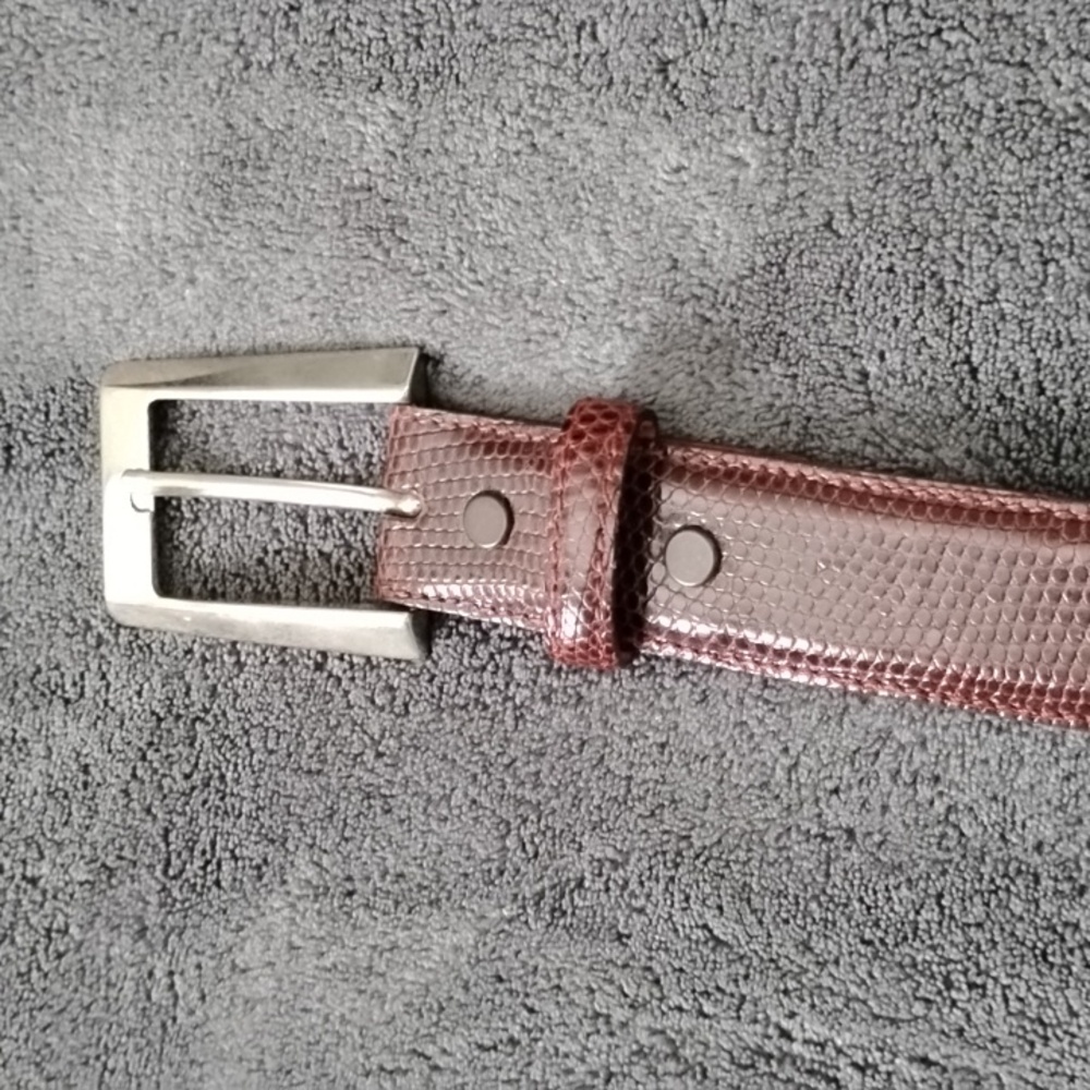 Genuine Lizard Belt with Silver tone Buckle